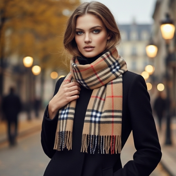 BURBERRYS EUC Classic Check Wool Scarf - Camel / Archive Beige UNISEX - Picture 7 of 7